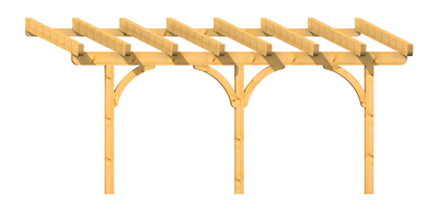Holz-Terrassenüberdachung 5m Breite Kopfband geschweift