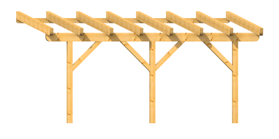 Holz-Terrassenüberdachung 5m Breite Kopfband gerade