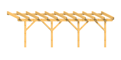 Holz-Terrassenüberdachung 7m Breite Kopfband gerade