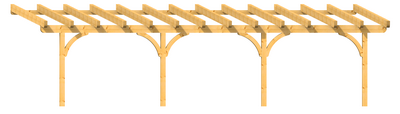 Holz-Terrassenüberdachung 9m Breite Kopfband geschweift